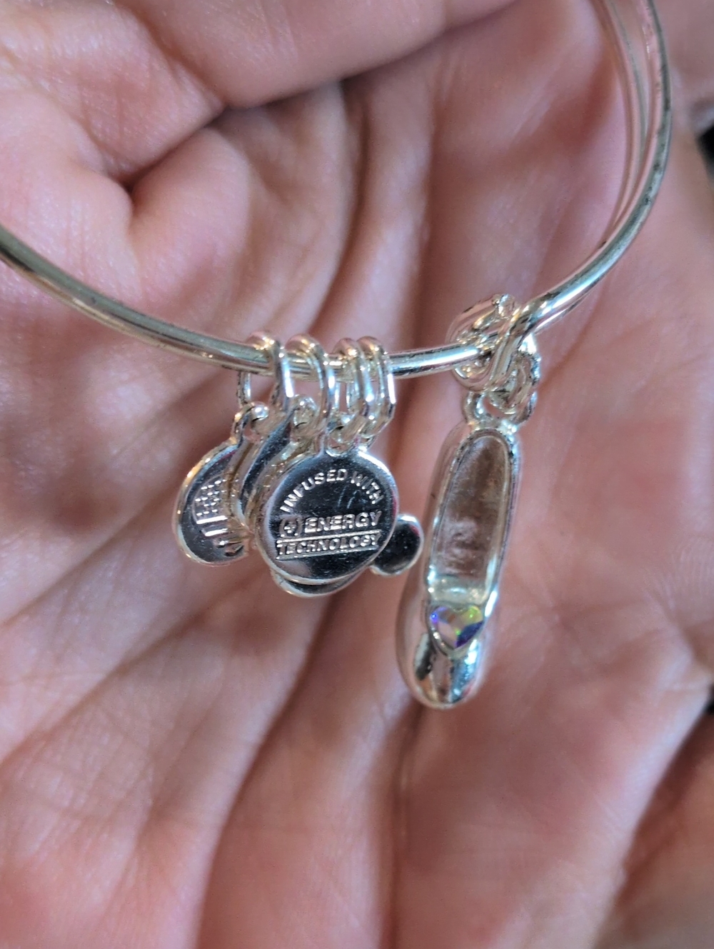 Alex and Ani Disney Parks Cinderella Glass Slipper Bangle Silver Htf